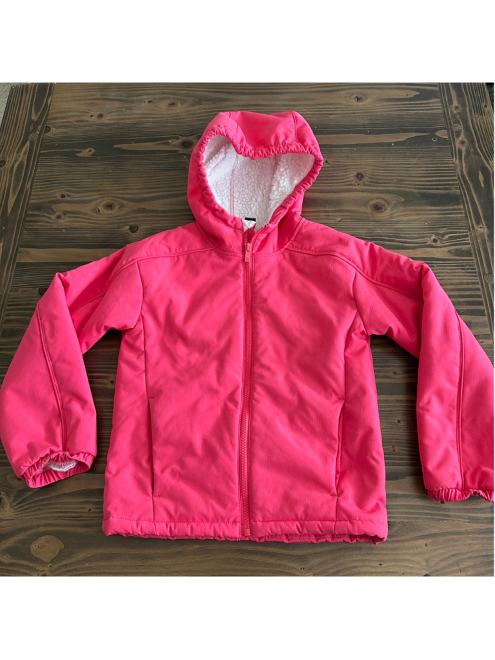 All in Motion Jacket Girls M 8 Pink Sherpa Lined Hood Wind Water Resistant